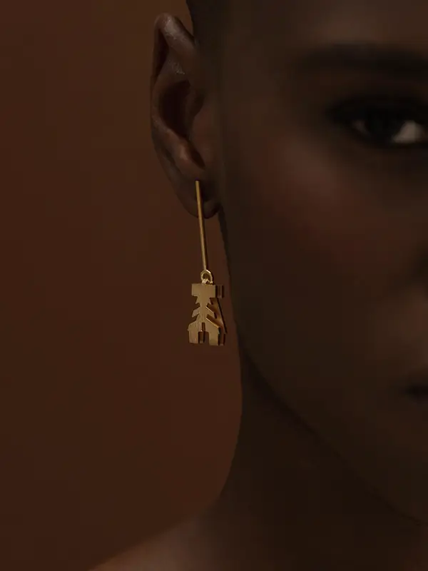 Boucles d’oreilles pendantes doré Fertilité