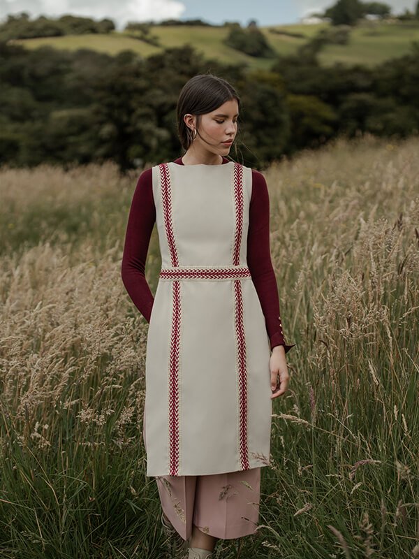 Capa larga Beige - burdeos